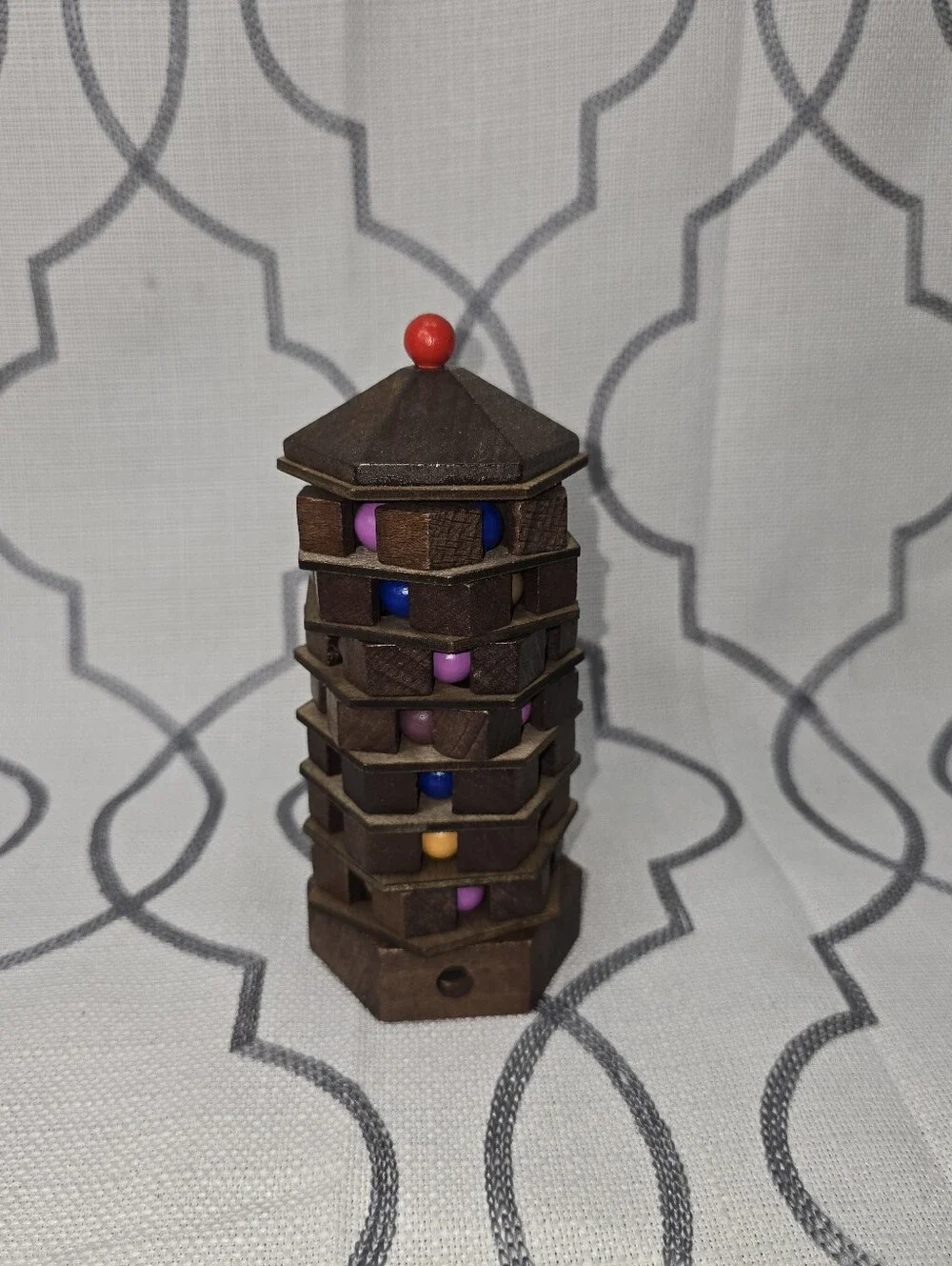 True Genius Chinese Pagoda Wooden Puzzle Brain Teaser 3D Tower Maze Brainteaser
